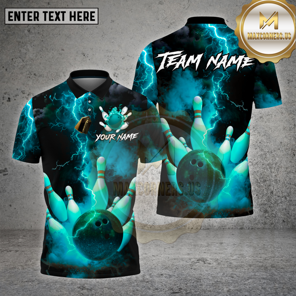 Maxcorners Bowling Lightning Strike Energy Multioptions Personalized Name, Team Name Unisex 3D Shirt