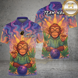 Maxcorners Bowling Monkey Psychedelic Sunset Vibe Multioptions Personalized Name, Team Name Unisex 3D Shirt