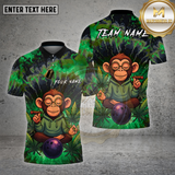Maxcorners Bowling Monkey Chill Green Smoke Vibes Multioptions Personalized Name, Team Name Unisex 3D Shirt
