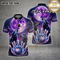 Maxcorners Wolf Bowling Shirt Howling Wolves Moon Multioptions Personalized Name, Team Name Unisex 3D Shirt (4 Colors