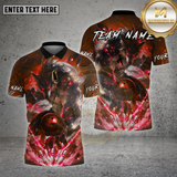 Maxcorners Wolf Bowling Shirt Fiery Werewolf Flame Multioptions Personalized Name, Team Name Unisex 3D Shirt (4 Colors)