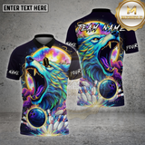 Maxcorners Wolf Bowling Shirt Neon Cosmic Wolf Multioptions Personalized Name, Team Name Unisex 3D Shirt (4 Colors)