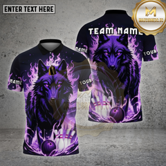 Maxcorners Wolf Bowling Shirt Flame Wolf Multioptions Personalized Name, Team Name Unisex 3D Shirt (4 Colors)