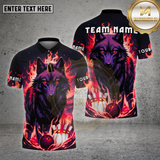 Maxcorners Wolf Bowling Shirt Flame Wolf Multioptions Personalized Name, Team Name Unisex 3D Shirt (4 Colors)