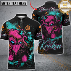 Maxcorners Darts Funny Octopus Arrow Customized Name, Team Name 3D Polo Shirt