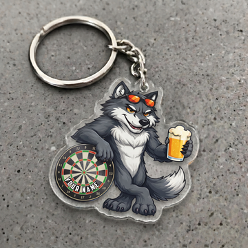 Maxcorners Cool Wolf Beer Darts Personalized Name Keychain