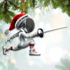 Maxcorners Custom Name Fencing Ornament, Fencing Lover Christmas Gift 2D Flat LM2111