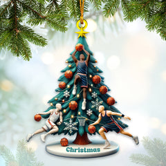 Maxcorners Basketball Tree Christmas Ornament, Personalized Ornament 2D Flat LM2211