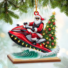 Maxcorners Custom Name Santa Jet Ski Ornament, Christmas Gift Decoration 2D Flat LM2111