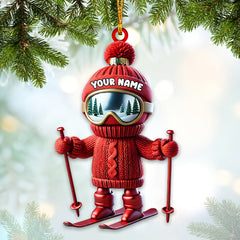 Maxcorners Custom Name Skiing Ornament, Santa Christmas Gift Decoration 2D Flat LM2111
