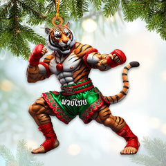 Maxcorners Custom Name Muay Thai Ornament, Muay Thai Santa Christmas Gift 2D Flat LM2211
