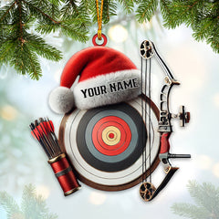 Maxcorners Custom Name Archery Santa Ornament, Archery Christmas Gift 2D Flat LM2111