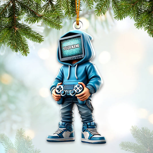 Maxcorners Custom Name Gamer Ornament, Game Lover Christmas Gift1 2D Flat LM2111