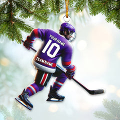 Maxcorners Custom Name and Number Ice Hockey Ornament, Christmas Gift Decoration 2D Flat LM2111