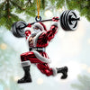 Maxcorners Custom Name Gym Work Out Santa Ornament, Gymnastics Christmas Gift 2D Flat LM2211
