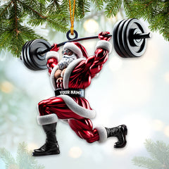 Maxcorners Custom Name Gym Work Out Santa Ornament, Gymnastics Christmas Gift 2D Flat LM2211