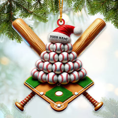 Maxcorners Custom Name Baseball Ornament, Baseball Lover Christmas Gift3 2D Flat LM2111