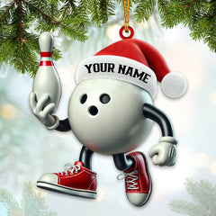 Maxcorners Custom Name Bowling Ornament, Christmas Gift for Bowling Lover15 2D Flat LM2111
