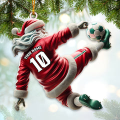 Maxcorners Custom Number Soccer Santa Ornament, Soccer Christmas Gift 2D Flat LM2211