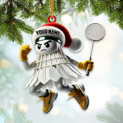 Maxcorners Custom Name Badminton Ornament, Badminton Christmas Gift Decoration 2D Flat LM2111