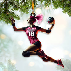 Maxcorners Custom Name and Number Woman Handball Ornament, Christmas Gift Decoration 2D Flat LM2111