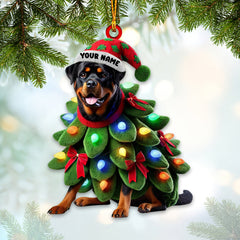 Maxcorners Custom Name Rottweiller Ornament, Dog Christmas Gift Decoration 2D Flat LM2111