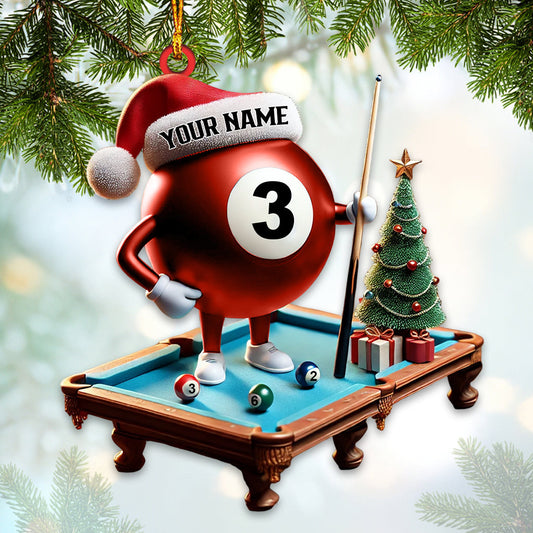Maxcorners Custom Name Billiard Ornament, Billiard Lover Christmas Gift6 2D Flat LM2211
