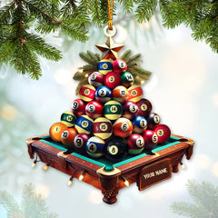 Maxcorners Custom Name Billiard Ornament, Billiard Lover Christmas Gift 2D Flat LM2111