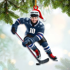 Maxcorners Custom Name and Photo Ice Hockey Ornament, Ice Hockey Lover Christmas Gift 2D Flat LM2111