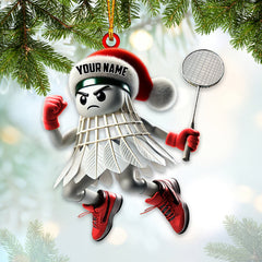 Maxcorners Custom Name Badminton Ornament, Badminton Christmas Gift Decoration 2D Flat LM2111