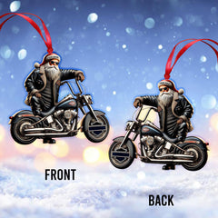 Maxcorners Custom Name Santa Bike Ornament, Christmas Gift Decoration 2D Flat LM2111