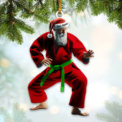 Maxcorners Custom Name Karate Santa Ornament, Karate Christmas Gift 2D Flat LM2211