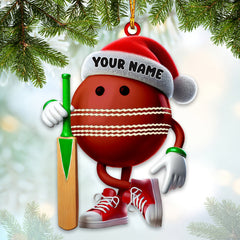 Maxcorners Cricket Ball Christmas Ornament, Personalized Ornament 2D Flat LM2211