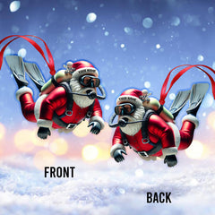 Maxcorners Custom Name Diving Santa Ornament, Dive Lover Christmas Gift 2D Flat LM2111 | Red