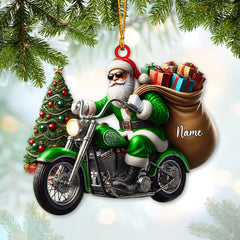 Maxcorners Custom Name Santa Bike Ornament, Santa Bike Christmas Gift 2D Flat LM2111