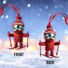 Maxcorners Custom Name Skiing Ornament, Santa Christmas Gift Decoration 2D Flat LM2111