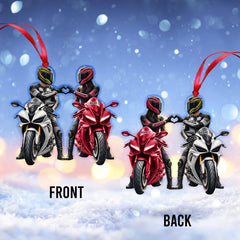 Maxcorners Custom Name Motorbike Couple Ornament, Lover Christmas Gift 2D Flat LM2111