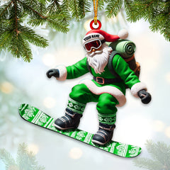 Maxcorners Custom Name Santa Snowboarding Ornament, Santa Christmas Gift Decoration 2D Flat LM2111