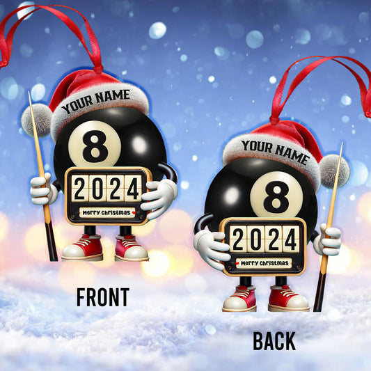 Maxcorners Custom Name and Year Billiard Ornament, Billiard Lover Christmas Gift 2D Flat LM2211