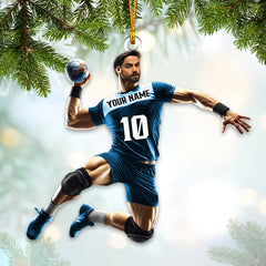 Maxcorners Custom Photo, Name and Number Handball Ornament, Christmas Gift Decoration 2D Flat LM2111