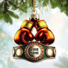 Maxcorners Custom Name Boxing Champion Ornament, Boxing Lover Christmas Gift 2D Flat LM2111