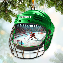 Maxcorners Custom Name Ice Hockey Ornament, Ice Hockey Lover Christmas Gift 2D Flat LM2111