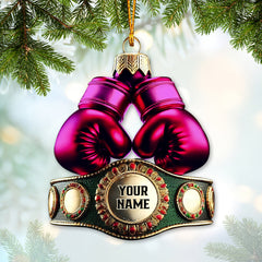 Maxcorners Custom Name Boxing Champion Ornament, Boxing Lover Christmas Gift 2D Flat LM2111