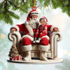 Maxcorners Custom Name and Photo Santa Ornament, Santa and Baby Christmas Ornament 2D Flat LM2111