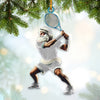 Maxcorners Custom Name Tennis Santa Ornament, Tennis Christmas Gift 2D Flat LM2111