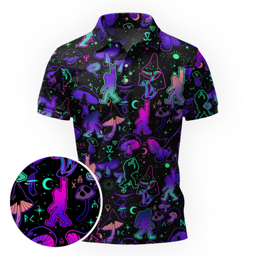 Maxcorners Psychedelic Bigfoot Night Golf Polo Shirt