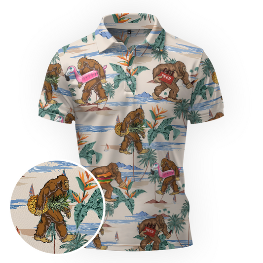 Maxcorners Tropical Sasquatch Summer Vibes Golf Polo Shirt