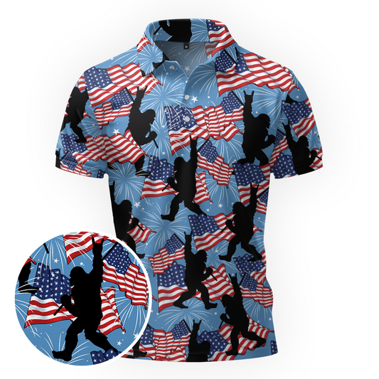 Maxcorners Sasquatch Freedom Stomp Golf Polo Shirt