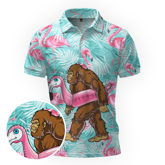 Maxcorners Sasquatch Loves Pool Parties Golf Polo Shirt