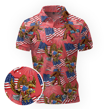 Maxcorners Patriot Sasquatch Mode Golf Polo Shirt